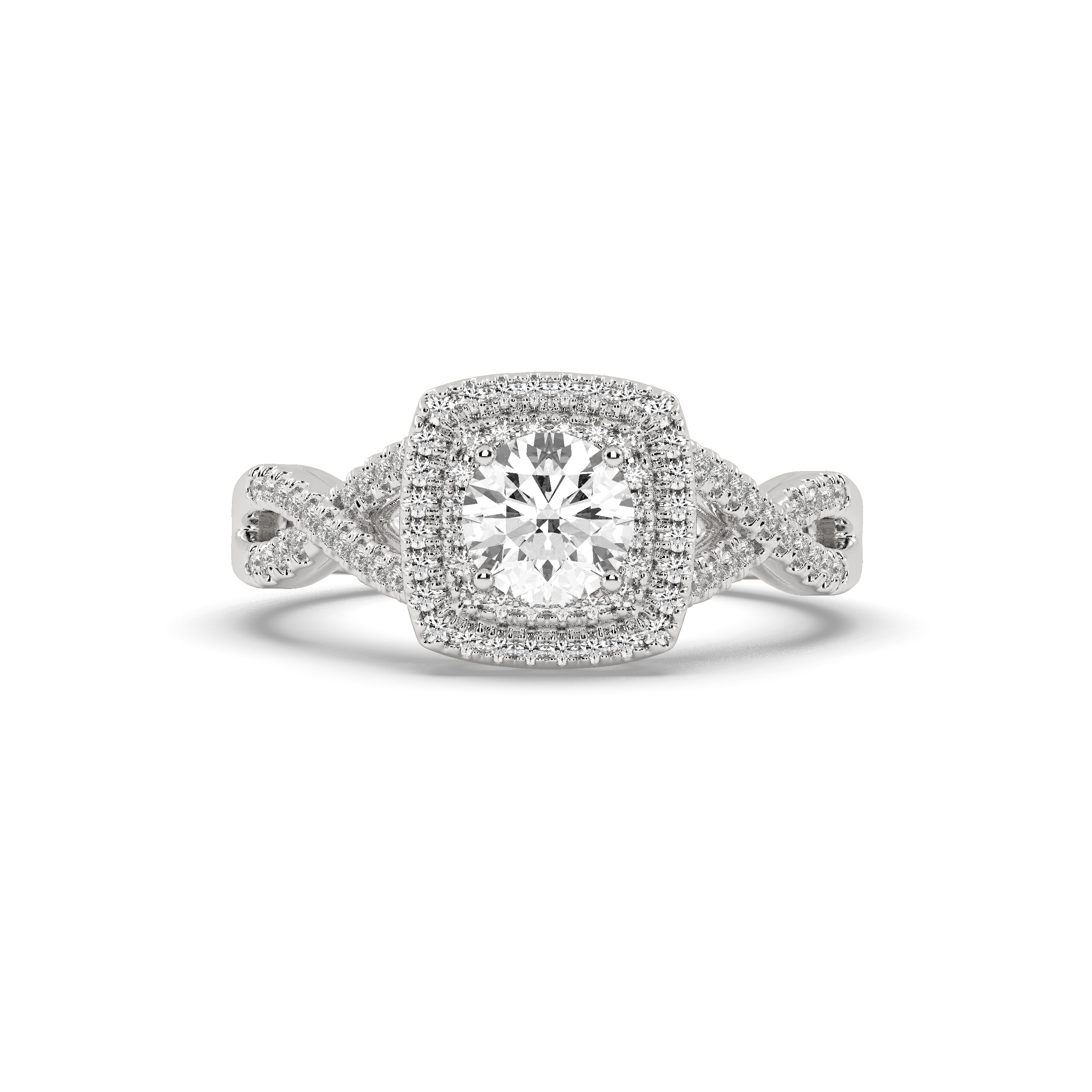 White Gold Studded 1.432 Carat Lab Grown Diamond Ring-E Color VS1 Clarity.